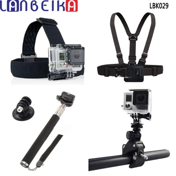 

LANBEIKA Accessories Kit Head Chest Strrap + Handle Bar Monopod Tripod Adapter Mount For Gopro Hero 9 8 7 6 5 4 SJCAM SJ4000 SJ6