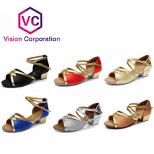 Hot Selling 6 Colors 2016 High Quality Children Latin Dance Shoes Economic Shoes Ballroom Dance Shoes