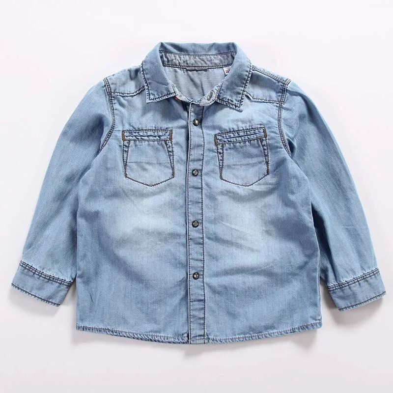 New 2014 Baby denim jeans shirt boys shirts girls blouse Denim shirts