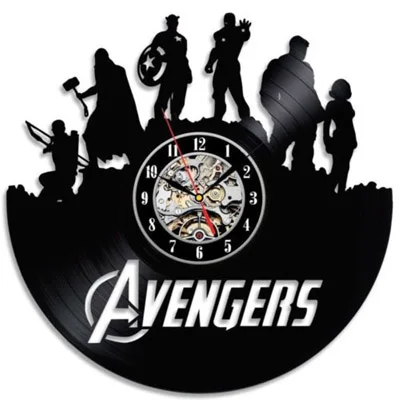 12 Мстители Виниловая пластинка настенные часы современный дизайн Marvel Comics Железный человек и Капитан Америка и Тор часы настенные часы домашний декор - Цвет: 12