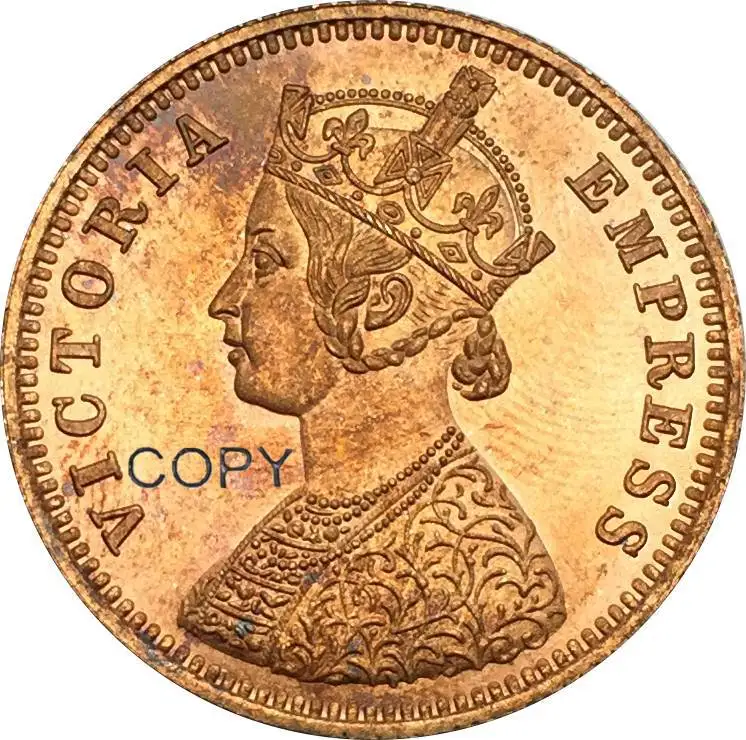 Новые продукты британская Восточная Индия Виктория императрица 1887 1/4 Анна дхарстил красная медь имитация монеты может принять на заказ