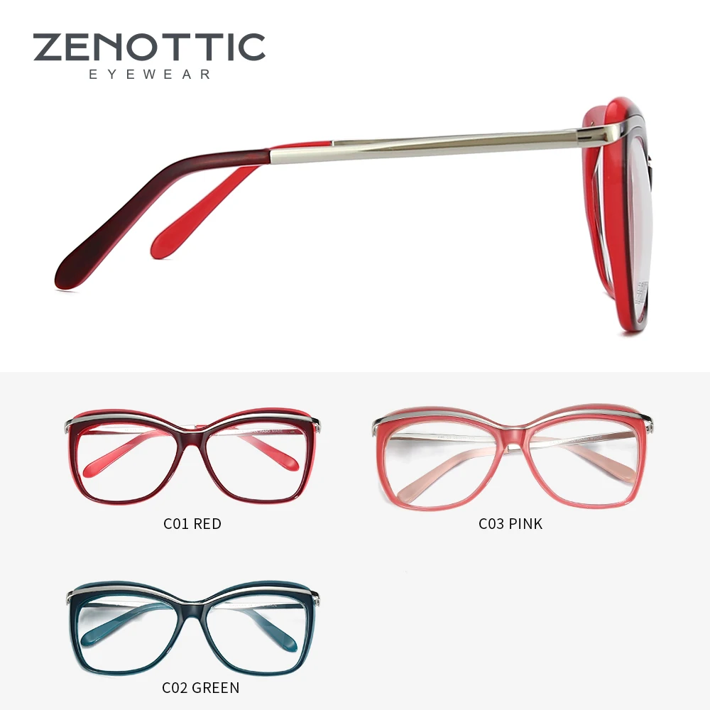 ZENOTTC ацетатные очки, оправа для женщин, Бабочка, прозрачные линзы, негабаритный дизайн, очки для женщин, очки по рецепту, 345