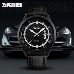 2019 SKMEI популярный бренд для мужчин часы Мода черные кварцевые часы случае наручные часы 50 м водостойкий кожаный ремешок relogio masculino