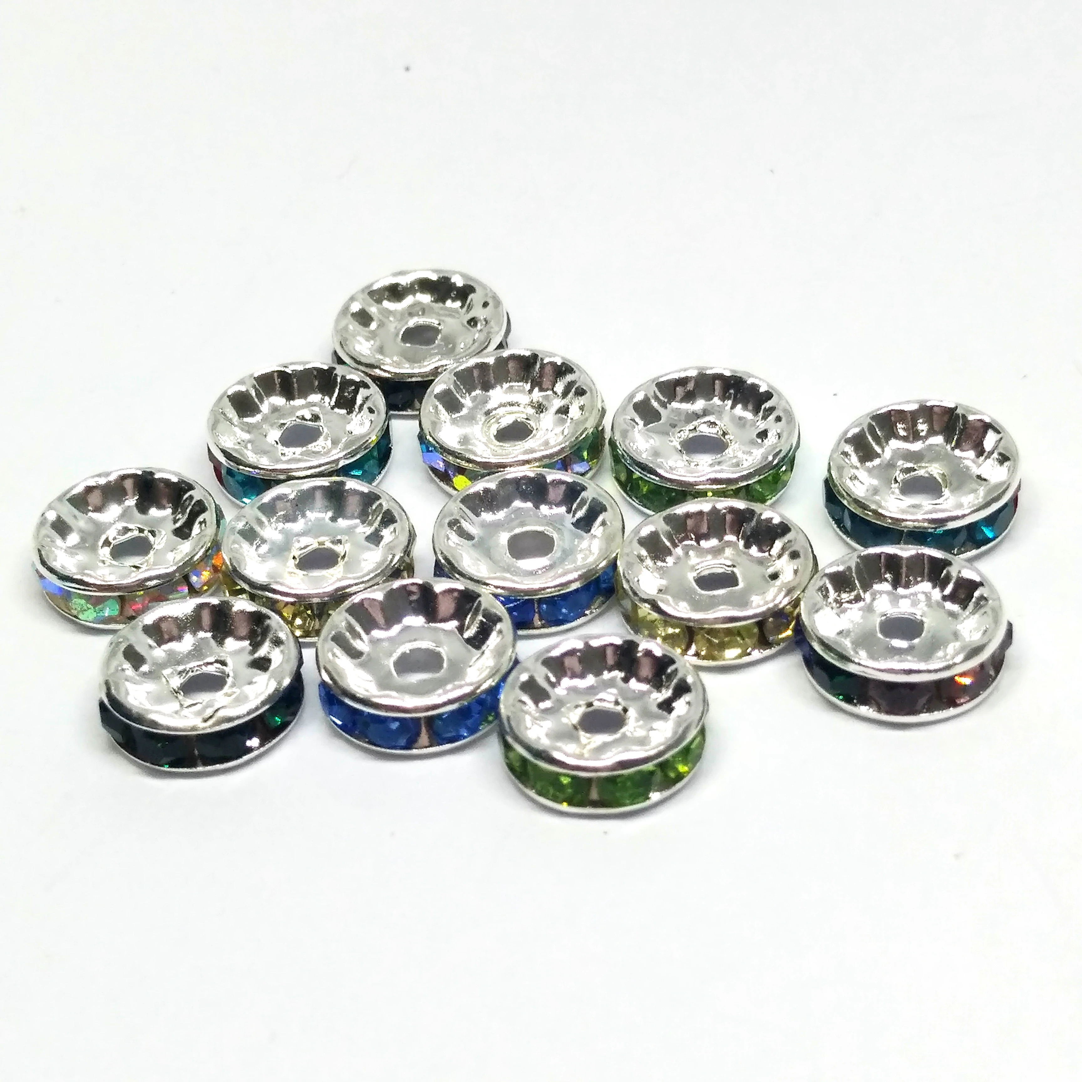 

4Mm-8mm 20pcs mixed color with colored inlaid water drill rings for bracelet necklaces, various jewelry accessories,