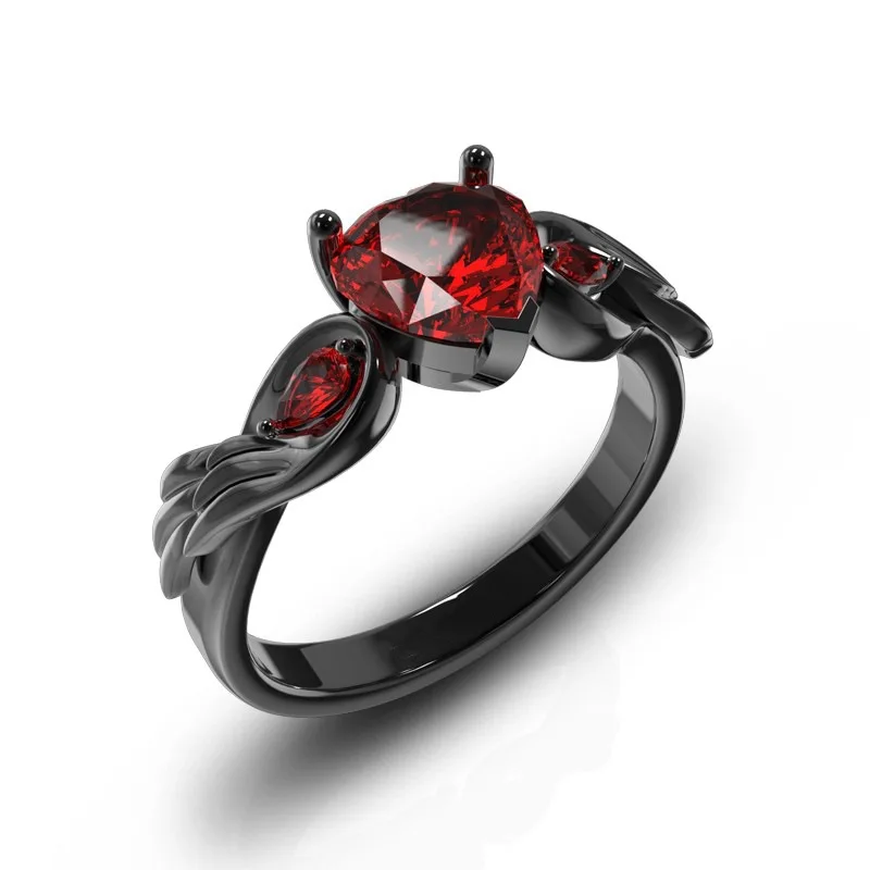 Red Heart Zirconia Promises Rings For Women Crystal Wedding Engagement