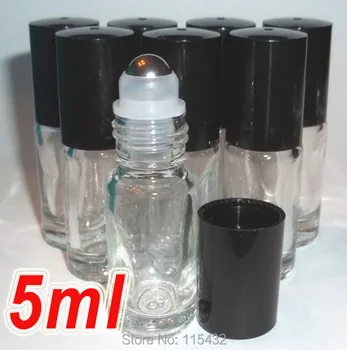 

200pcs Refillable Thick 5ml 1/6oz MINI ROLL ON Clear GLASS BOTTLES ESSENTIAL OIL Steel Metal Roller ball fragrance PERFUME PB82