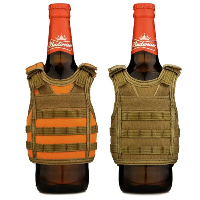 

PROTECTOR PLUS Tactical Beer Bottle Cover Military Mini Miniature Molle Vest Personal Bottle Drink set Adjustable Shoulder StraP