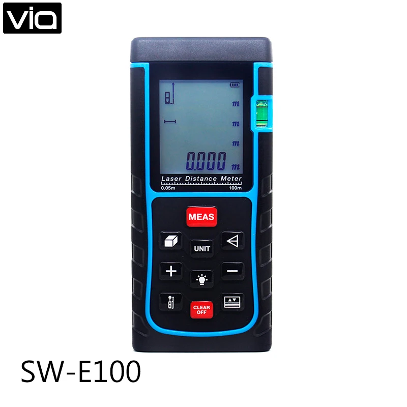 

SW-E100 Free Shipping 100m 262ft Digital Laser Distance Meter Bubble Level Tape Measure Area/volume Tool