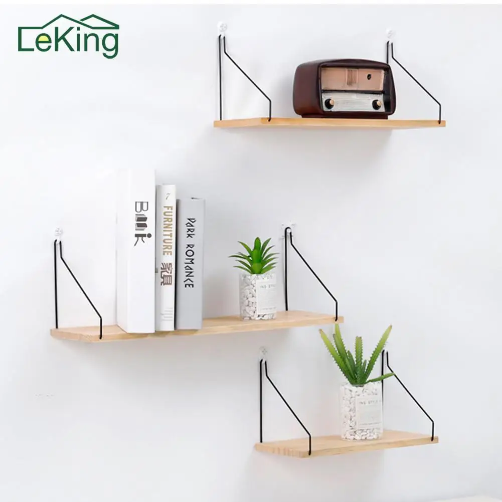 Us 872 32 Di Scontoin Legno Massello Mensola A Muro Di Ferro Partizione Di Bordo Camera Da Letto Tv Della Parete Appeso Mensola Di Immagazzinaggio