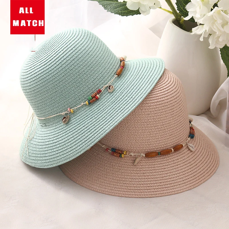 Summer fisherman hat, lady hat, shell pendant, national wind basin hat, beach holiday, sun visor caps wholesale