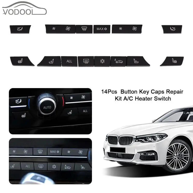 

14Pcs/set Car Air Conditioner Panel Switch Button Key Caps Repair Kit A/C Heater Switch for BMW 5/6/7 Series Auto Accessories