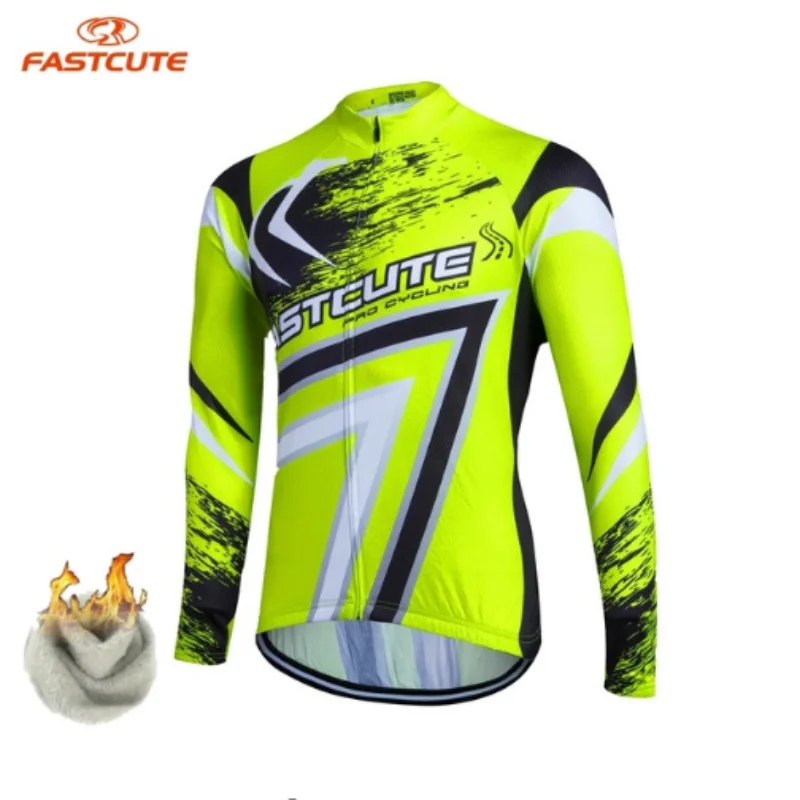 

FUALRNY Brand 2019 Winter Cycling Jersey Long Sleeve Thermal Fleece Bicycle Wear men Bike Clothing Invierno Maillot Ciclismo