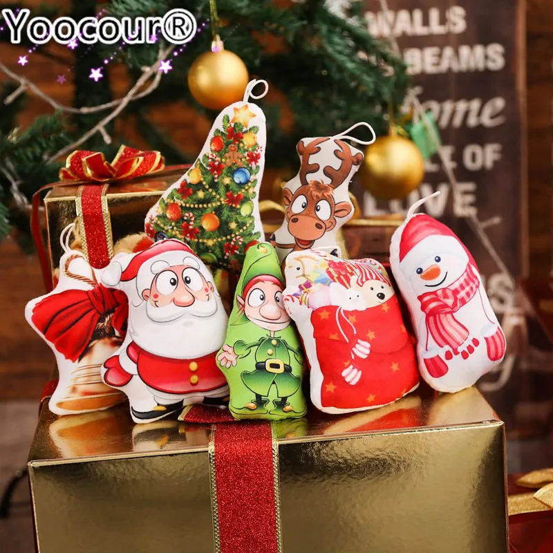 

Christmas Decorate Santa Claus Elk Ornament Plush Small Pendant Plush Toys Christmas Decorations For Home 2019