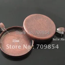 100 шт/партия 25*25 мм круглый античный медный кулон в виде блюдца установка со стеклом кабошон, Ювелирная фурнитура