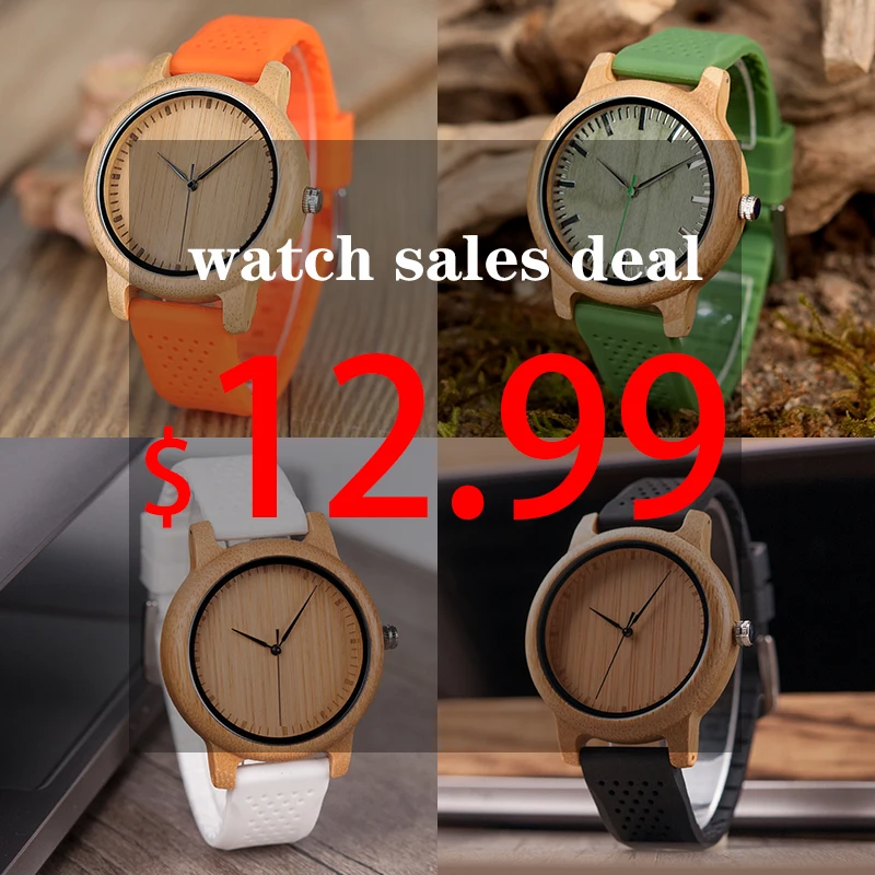 

BOBO BIRD Causal Bamboo Watches for Men and Women Bright Silicon Band montre femme plastique