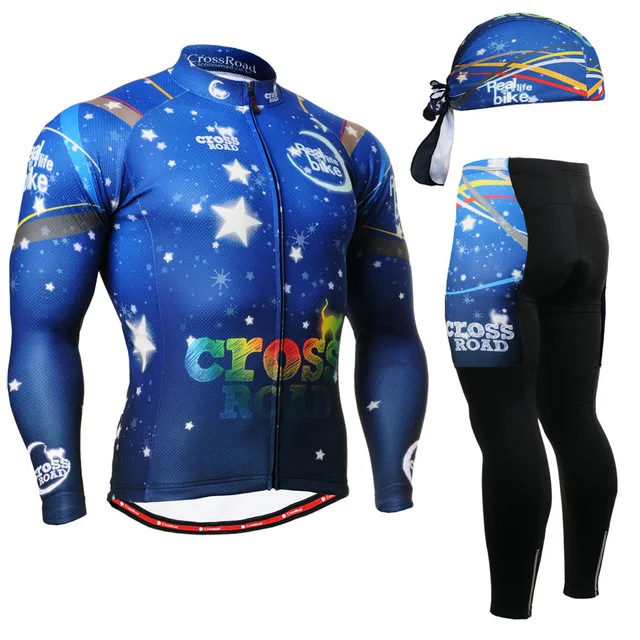 Качественные мужские велосипедные костюмы с длинным рукавом Джерси и брюки синий велосипед одежда куртка одежда мотокросса синий - Цвет: Красный