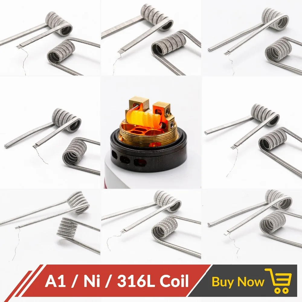 10 шт. готовые катушки Volcanee SS316L A1 NI80 Alien Fused Clapton проволока нихромовые термостойкие