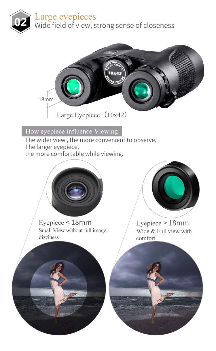 Высокая Мощность бинокль охотничий инструмент телескоп 10x42 Binocolo BAK4 сафари концерты FMC покрытие HUTACT