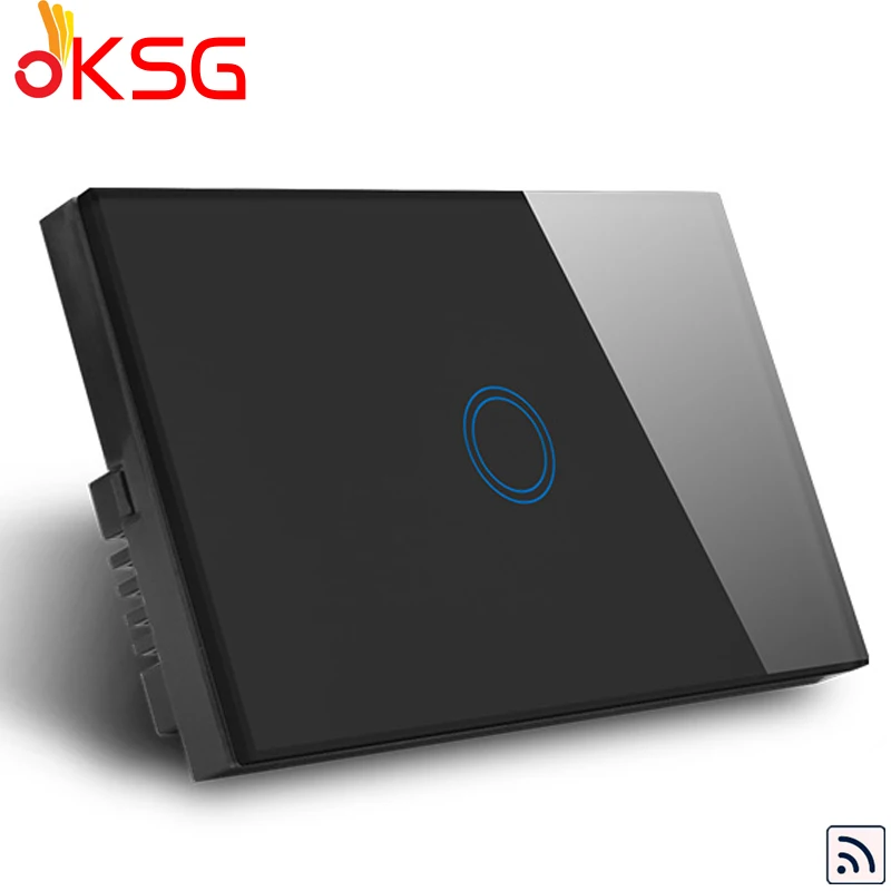 

KSG,US/AU 1Gang Wireless Remote Switch,White Crystal Glass Panel Smart Switch RF433Mhz Touch Light Wireless Switch,no remote