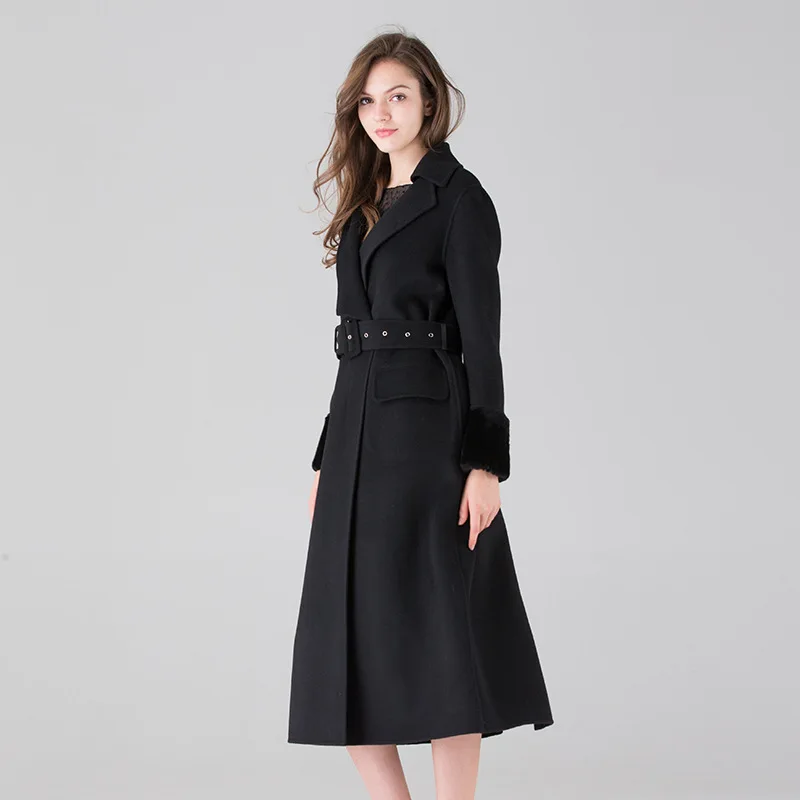 

Cashmere coat female 2018 autumn and winter new Korean version of loose solid color double-sided coat long wool coat