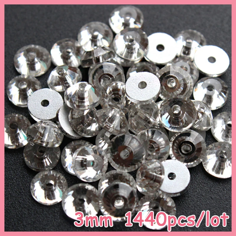 288pcs 1440pcs/lot 3mm 8mm crystal crystal sew on rhinestones crystal