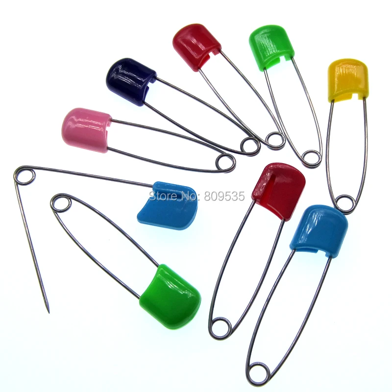12pcs Large Safety Pins Plastic Locking Head Steel Pins Brooch Holde