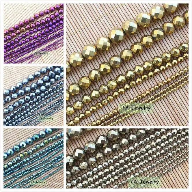 Граненые Бусины Из Натурального Гематита 2 12 мм 15 дюймов на нитку|round beads|natural