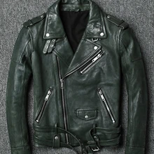 Италия Мужская натуральная овчина моторное пальто мужчины весна осень короткая куртка зеленый плюс большой оверсайз xxxxl 2xl 3xl 4xl