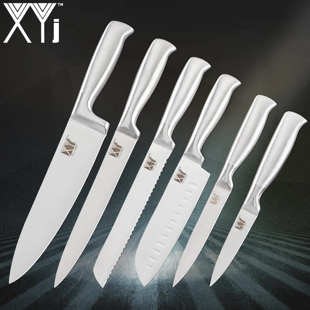XYj кухонные ножи из нержавеющей стали эргономичный дизайн кухонный нож 7cr17 качество лезвия 3," 5" " 8" " 8" дюймов нож