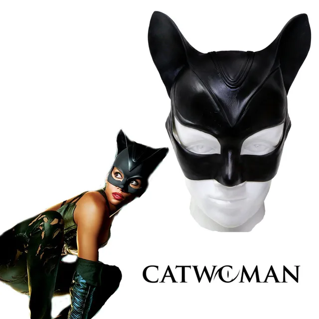 2017 halloween stage cosplay sexy batman cosplay costume catwoman mask headgear black half face latex mask