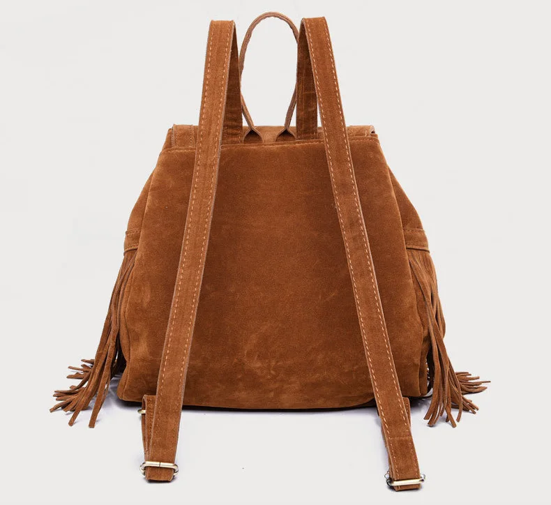 women backpack vintage fringe tassle bag bacpacks (1)