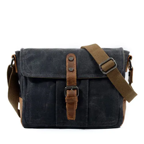 Новая Ретро сумка-мессенджер, повседневная парусиновая водонепроницаемая сумка на плечо, Мужская простая сумка через плечо, мужская сумка с масляным воском - Цвет: Dark grey
