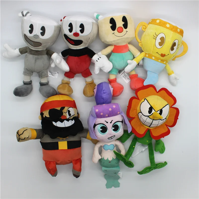 

7piece 25-30cm Cuphead & Mugman Plush Toy Evil Boss Soft Stuffed Doll Game Cuphead Plush mixed design per lot