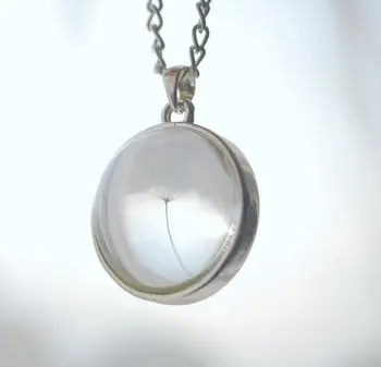 

1PCS 25MM Real dandelion seeds necklace,Dandelion Necklace,Glass Cabochon Necklace,Glass Dome Necklace