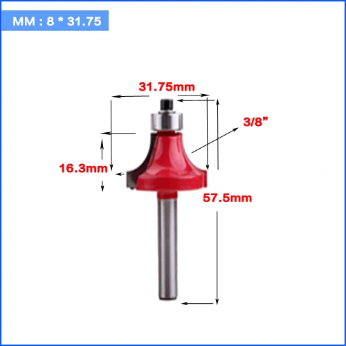 8 мм хвостовик Круглый-над фрезы для деревообработки инструмент 2 Флейта концевая фреза с подшипником Фрезерный резак угловой круглый над бит
