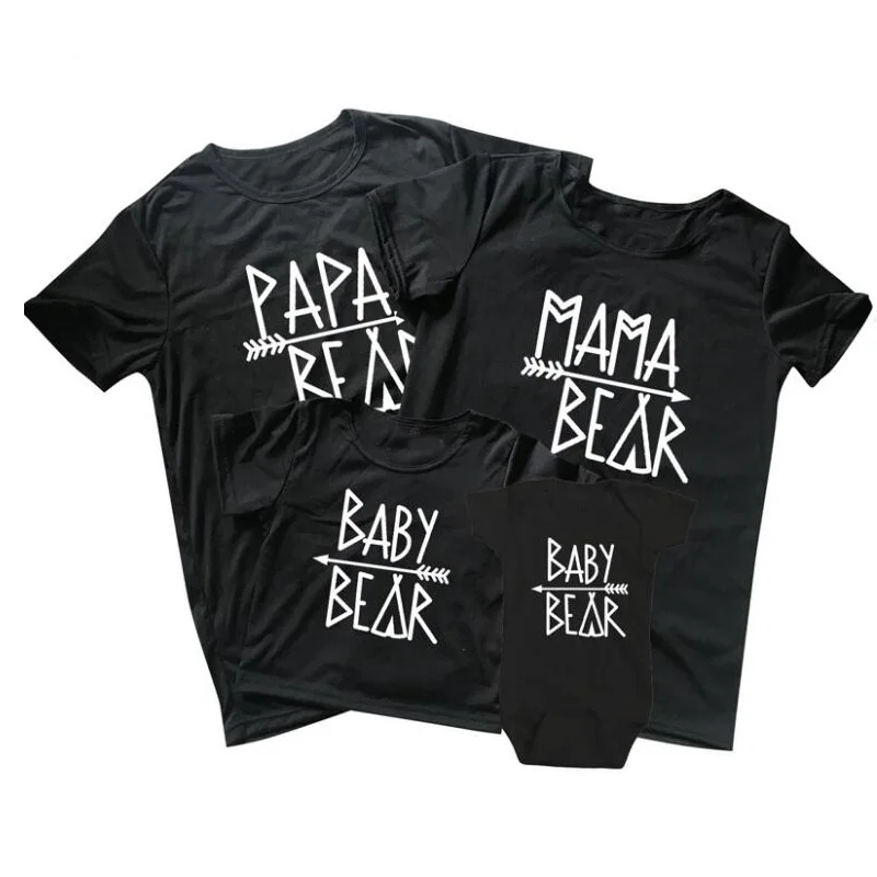 Pkorli Одинаковые футболки для членов семьи PAPA Bear мама Медвежонок Беар-Рубашки для мальчиков с принтом букв забавные совпадения Футболки для пары для папы, мамы и малыша