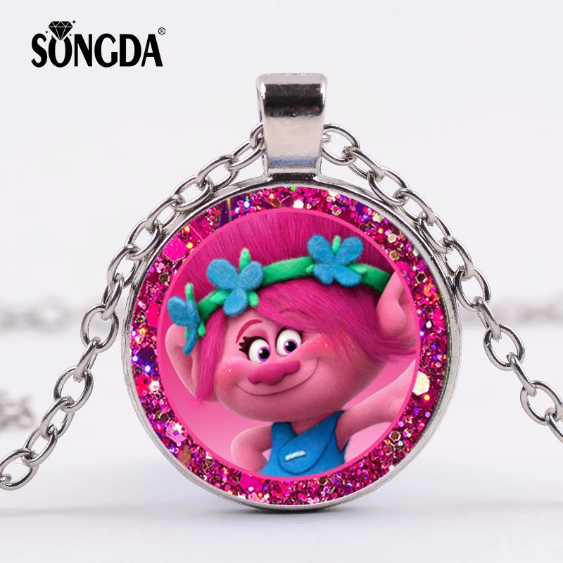 

SONGDA Hot Fashion Trolls Poppy Princess Necklace Baby Girls Birthday Party Gift DreamWorks Movie Kids Jewelry Four Color Choose