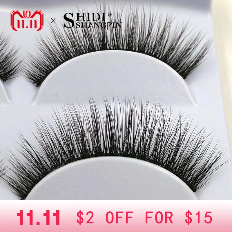 

SHIDISHANGPIN 3 Pairs 3D Eye Lashes Mink Full Strip Natural False EyeLashes Handmade Makeup Fake Lashes Mink Eyelashes #A-104