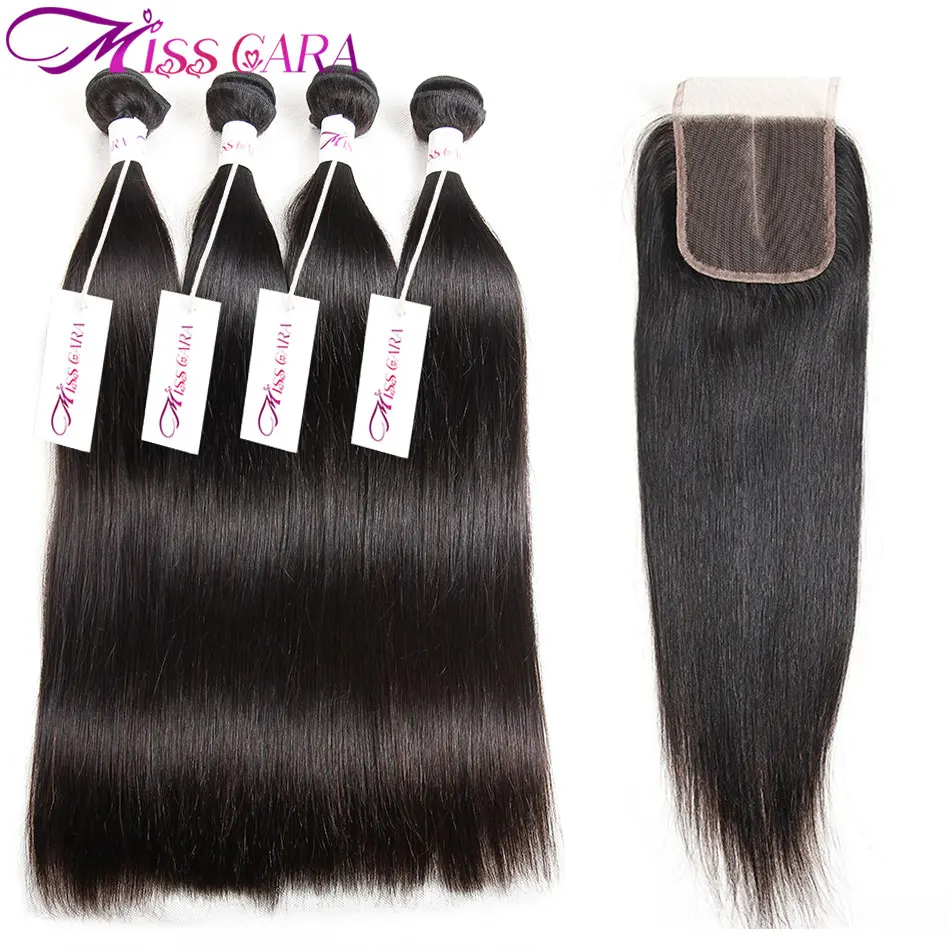 

Malaysian Straight 100% Remy Human Hair 3 Or 4 Bundles With Closure Free/Middle Part Miss Cara Bundles With Closure Hair Weaves