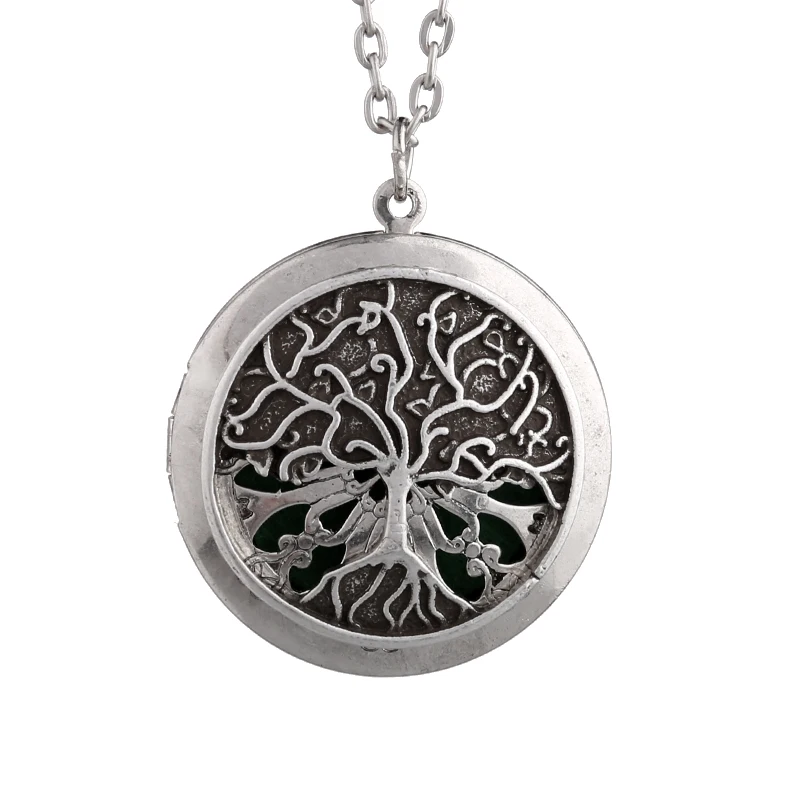 

1pc Tree of Life Essential Oil Diffuser Locket Necklace Pendant Tree of Life Collections Aroma Jewelry XSH524