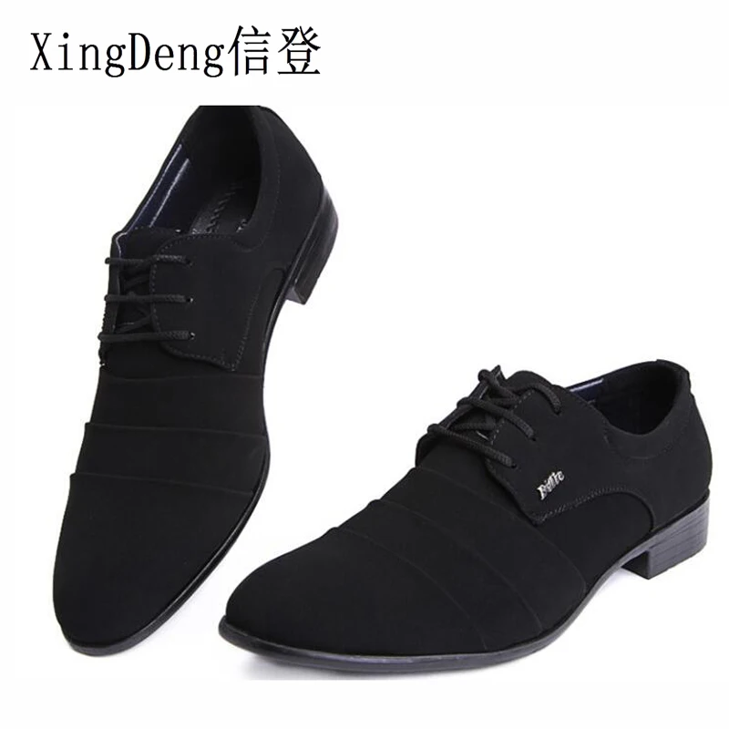 

XingDeng New Men Casual Leather Oxfords Shoe Solid Slip On Business Shoes Fashion Ankle Male Shoes Brand Low Top Men Dress Shoes
