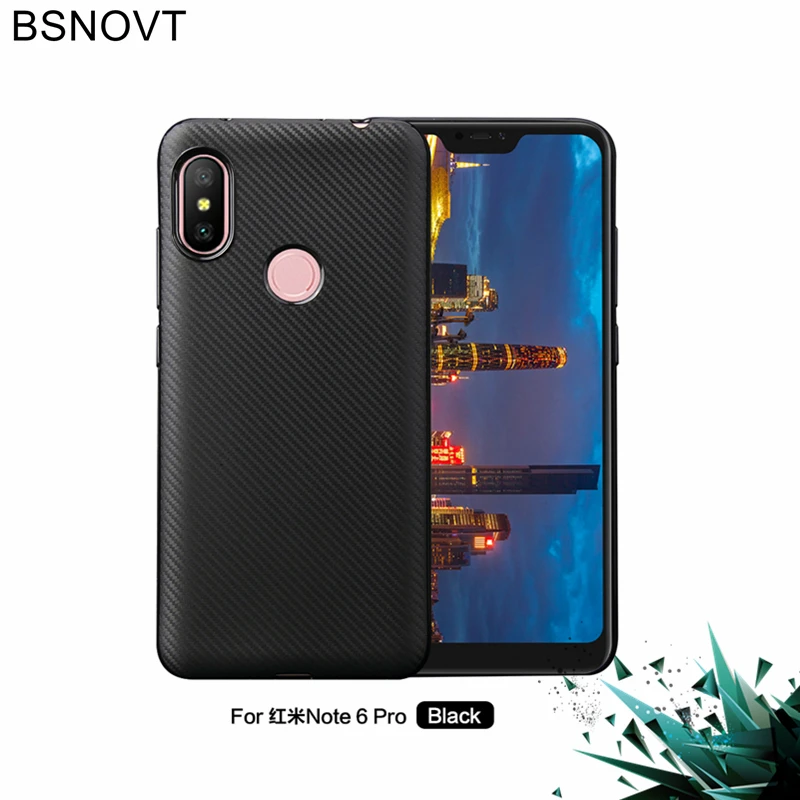 Best BSNOVT Xiaomi Redmi Note 6 Pro Case For Xiaomi Redmi Note 6 Pro Cover Full Protection Carbon Fiber Soft TPU Case Funda 6.26\