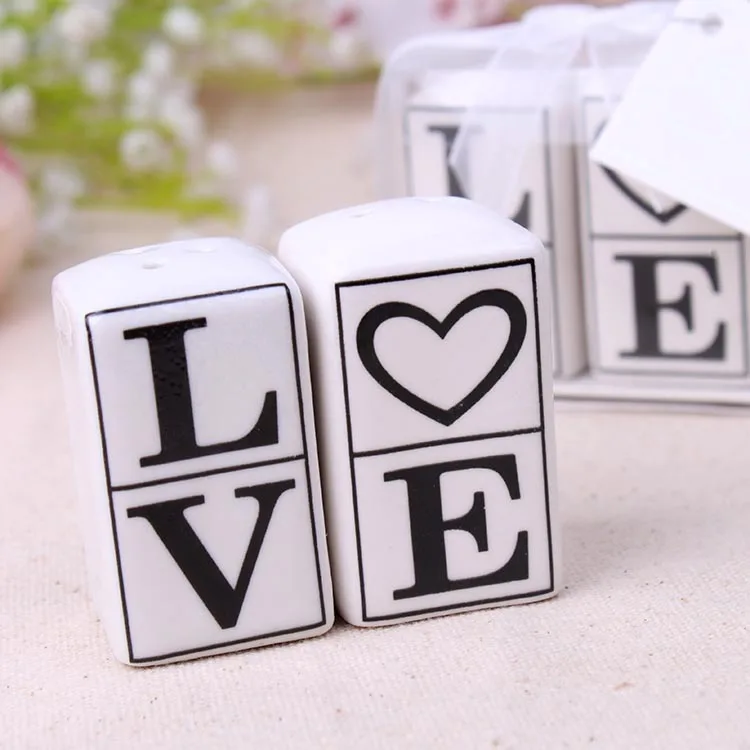 

Wedding Favor gifts LOVE word ceramic salt and pepper shaker wedding favors for gusts