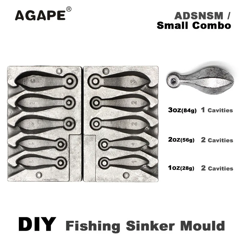 

Agape DIY Fishing Snapper Sinker Mould ADSNSM/Small Combo Snapper Sinker 28g 56g 84g 5 Cavities