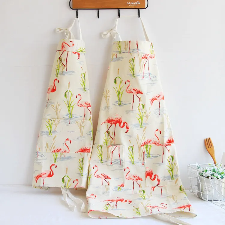 

1pcs Flamingo Pattern Apron Woman Adult Children Bibs Home Cooking Baking Cleaning Apron Kitchen Accessory 46104