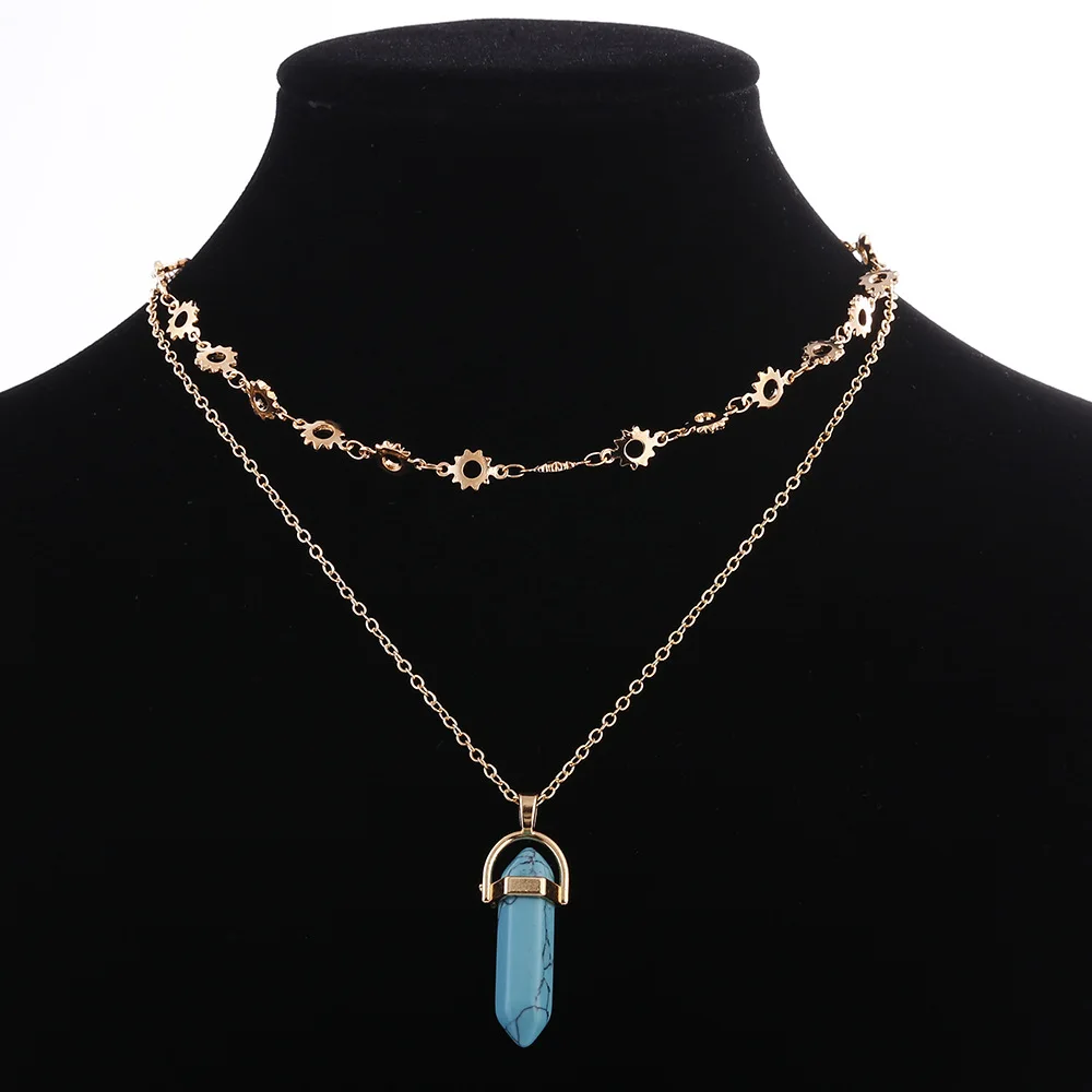 

Fashion New Multilayer Gold Silver Choker Chain Necklace Charms Women Geometric Hollow Sun Pendant Necklaces Jewelry