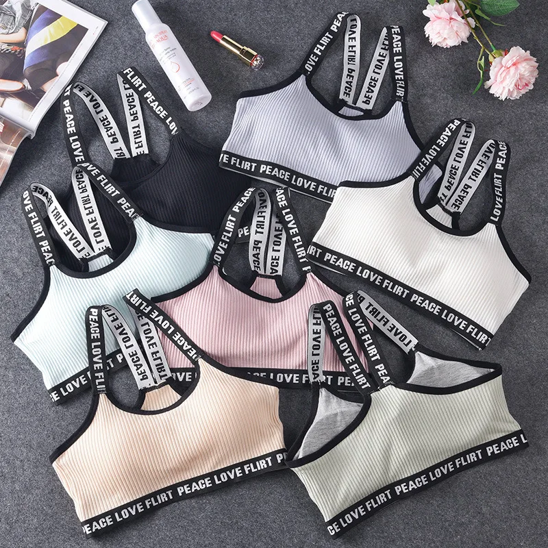 

Sports Top with Letters Push Up Fitness Running Yoga Bra Underwear Cotton Sport Tops for Women Gym Sportswear Solid Woman