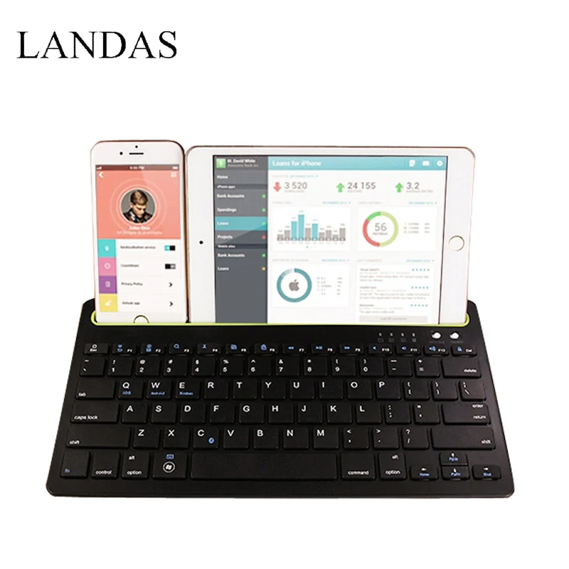 

Landas 3 in 1 Wireless Bluetooth Keyboard For iPhone Keyboard for iPad Air 1 Air 2 Tablet For Andriod Phone For Desktop Computer
