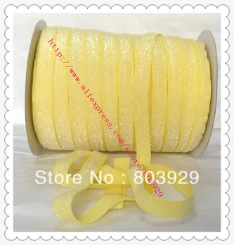 

Stretch Metallic Headband Ribbon Lemon Sparkle Ribbon 3/8" Elastic Frosted Lemon Glitter Velvet Ribbon