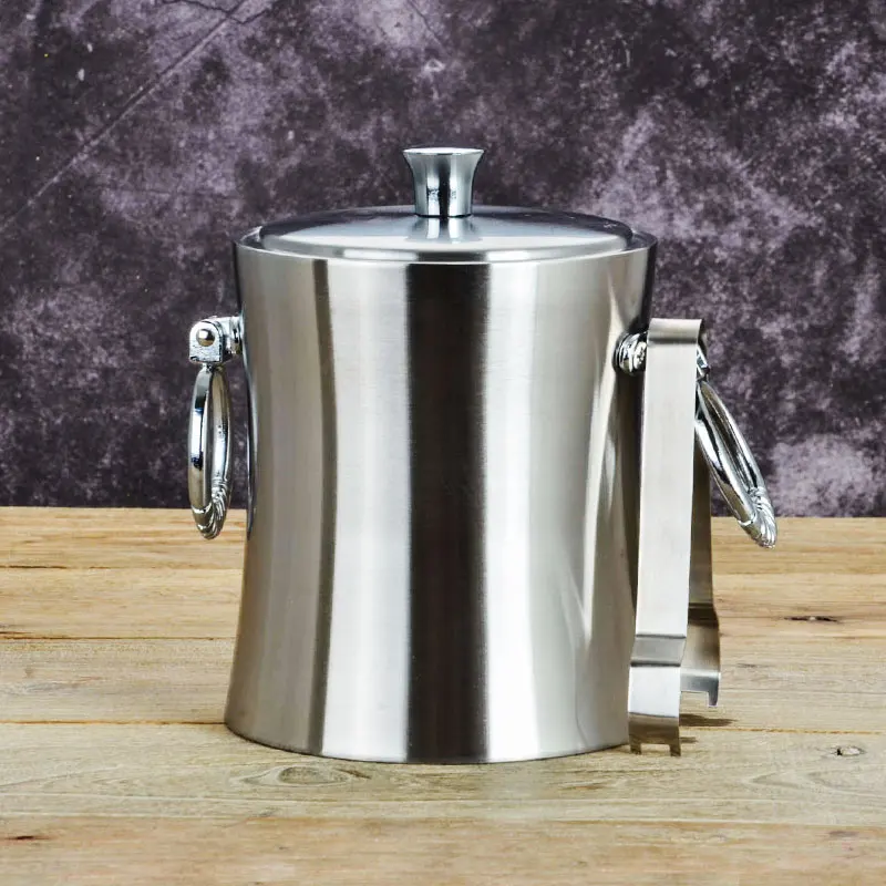 

Buckets Coolers Holders Thick Double Wall Stainless Steel Ice Bucket with Red Wine Bar Insulation Cold Champagne Barrels Barware